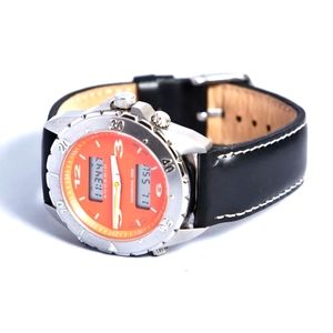 Android Intrepid Analog-Digital Orange Black Leather Strap Men's Watch AD254